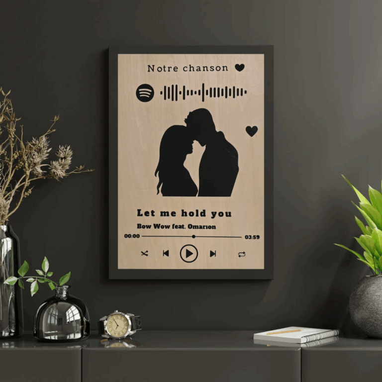 Cadre Spotify personnalisé – Bois naturel