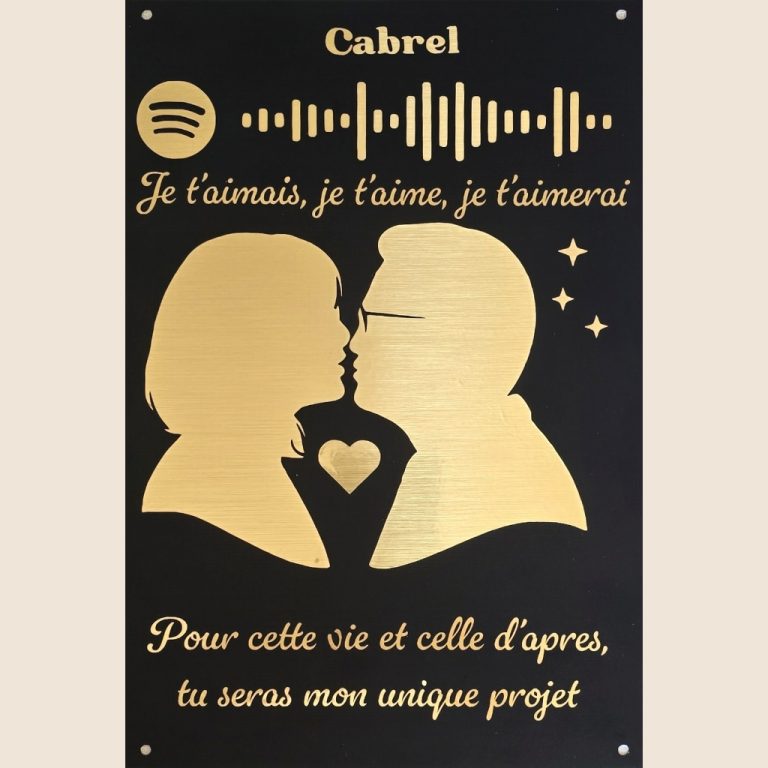 Cadre Spotify personnalisé – Métal noir et or brossé